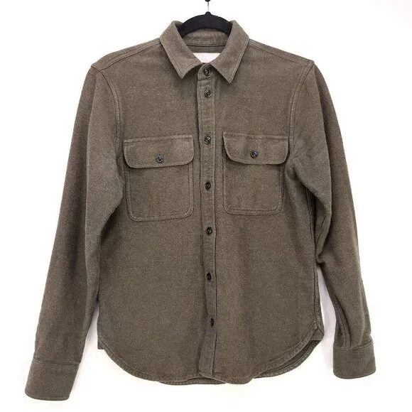 Everlane Womens Utility Heavyweight Shacket Shirt Jacket XS Green Button Up - Picture 1 of 10